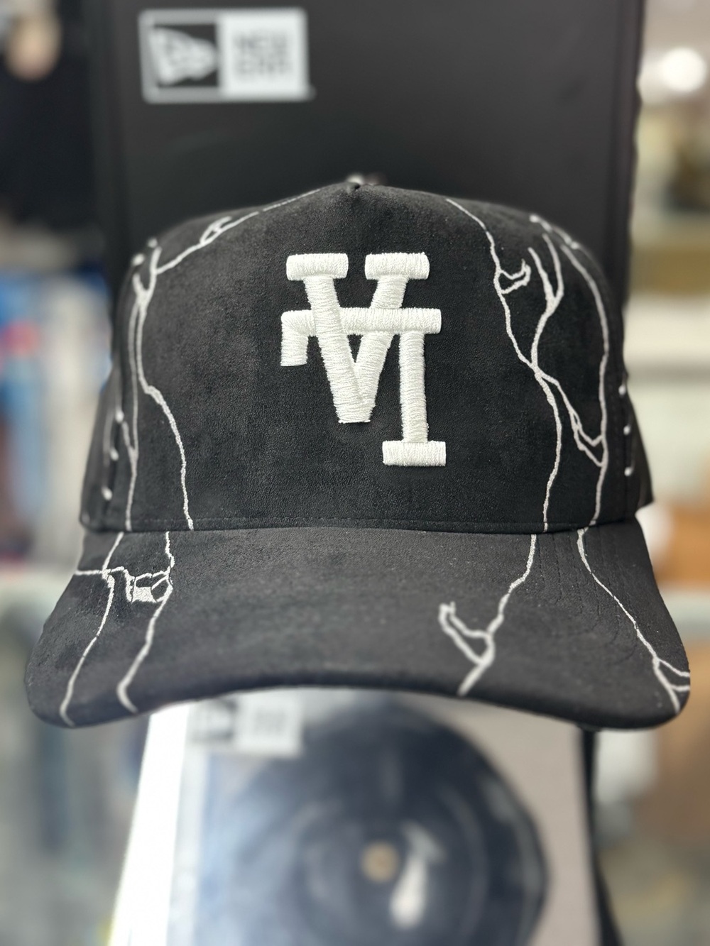 Los Angeles Dodgers All Black Suede Lightning SnapBack Hat